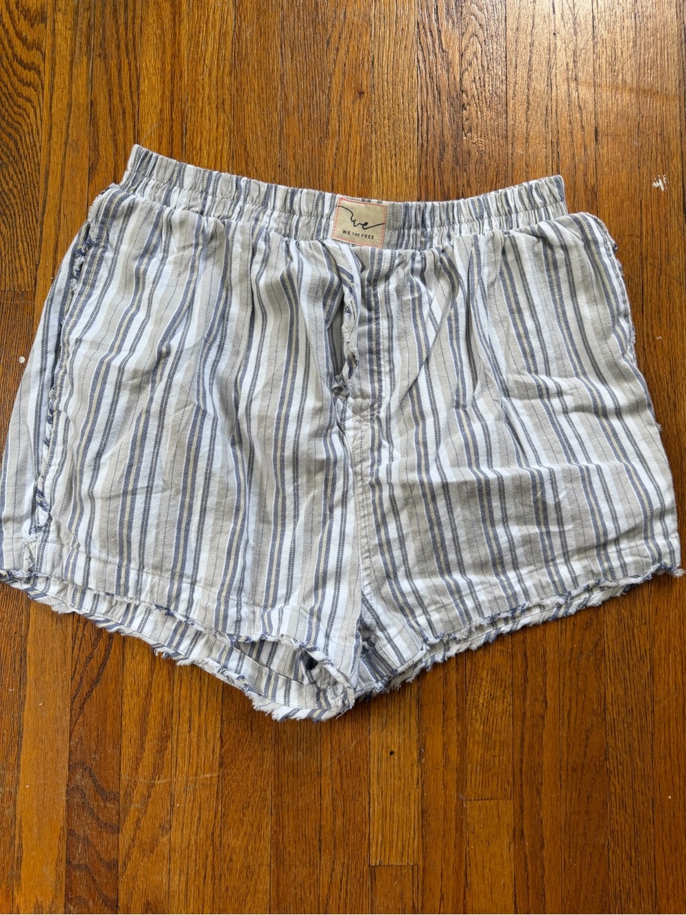 Free people Striped Cotton Lounge Shorts - Light Blue/White